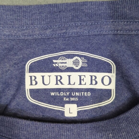 Burlebo T-Shirt Men's L Blue Pocket Tee Long Sleeve Tis The Season Graphic - Picture 4 of 11